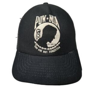 Pow Mia You Are Not Forgotten Snapback Trucker Hat Black OS Adjustable Mesh Back